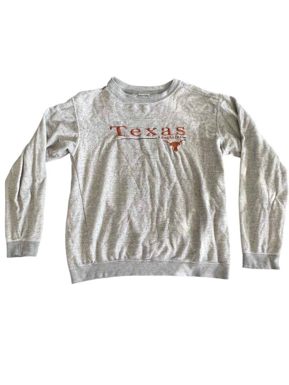 Vintage Soft Texas Longhorns Gray Crewneck Sweatshirt Long Sleeve Embroidered Lo